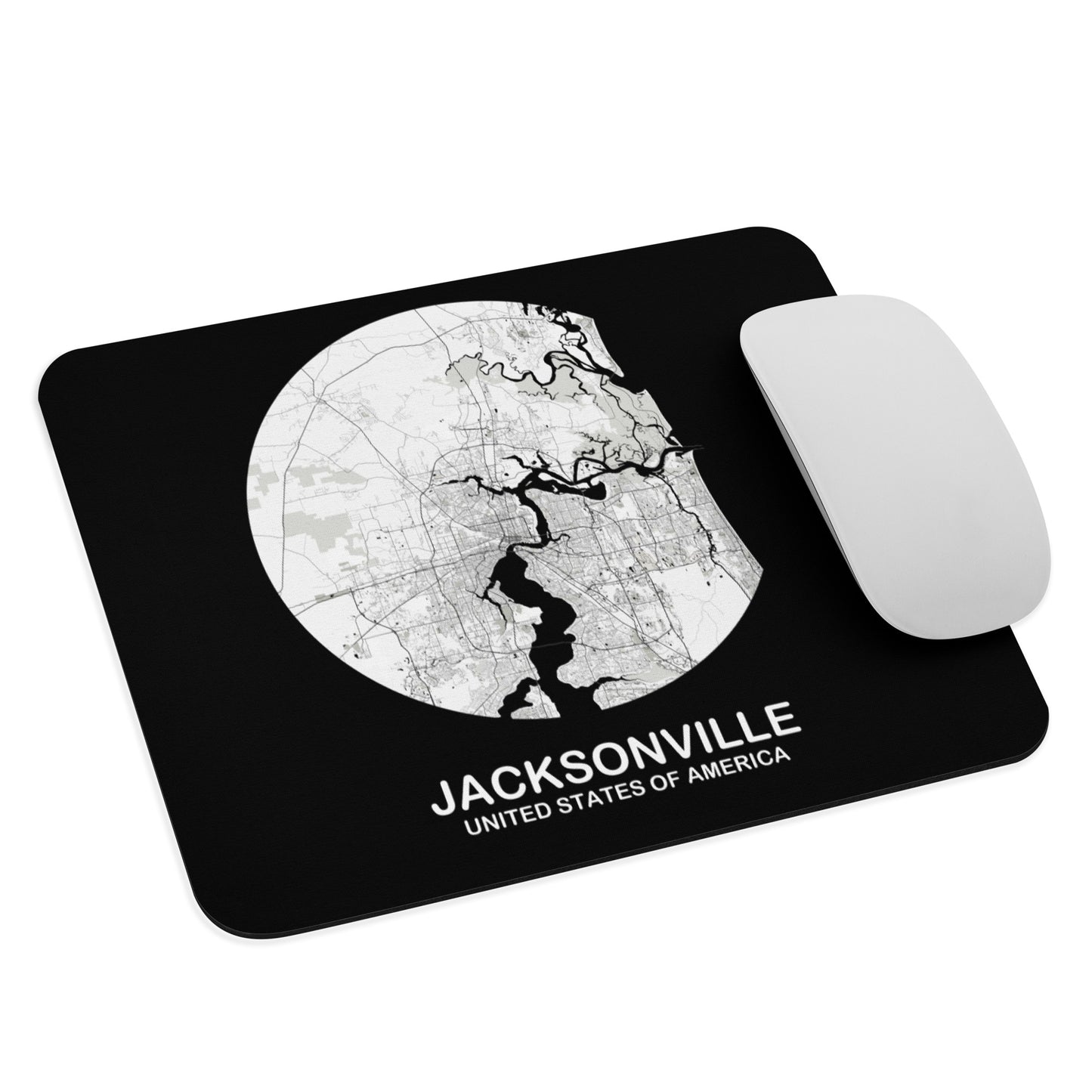 Jacksonville Circular White Map Mouse Pad