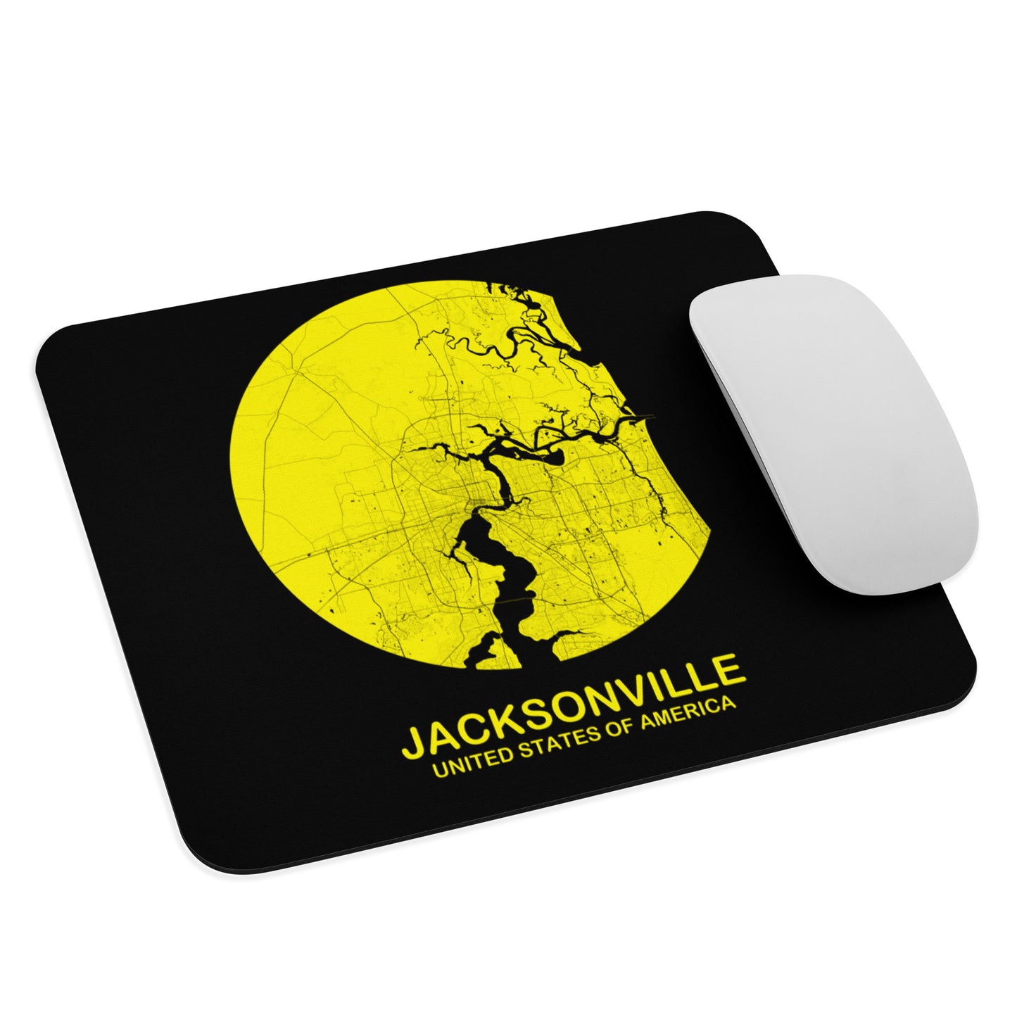 Jacksonville Circular Yellow Map Mouse Pad