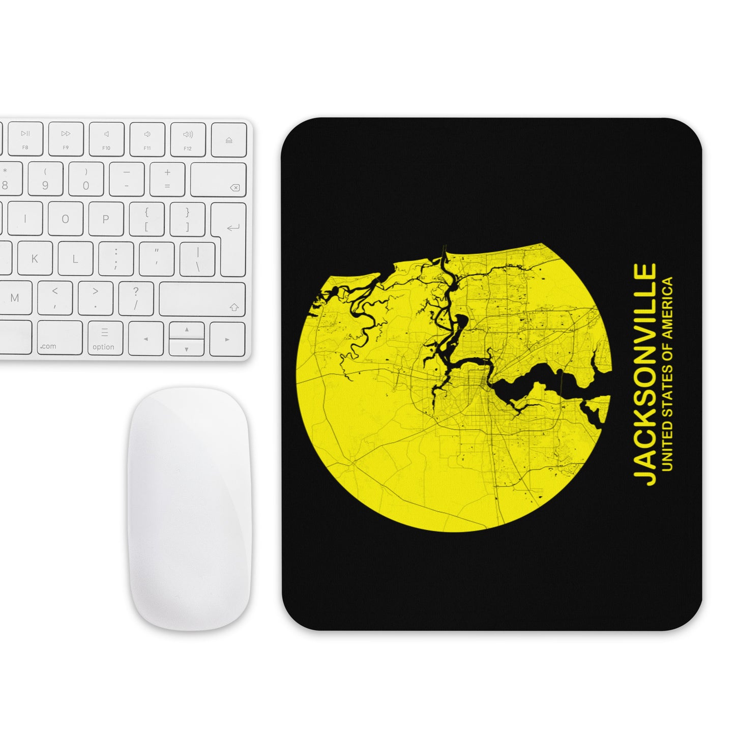 Jacksonville Circular Yellow Map Mouse Pad