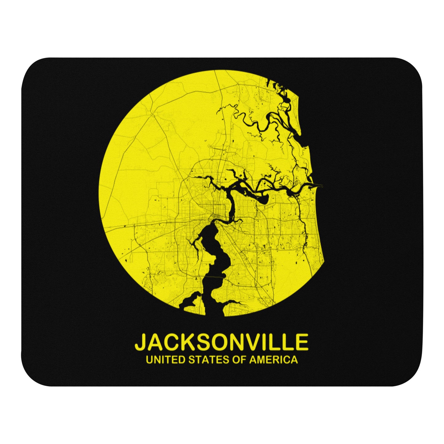 Jacksonville Circular Yellow Map Mouse Pad