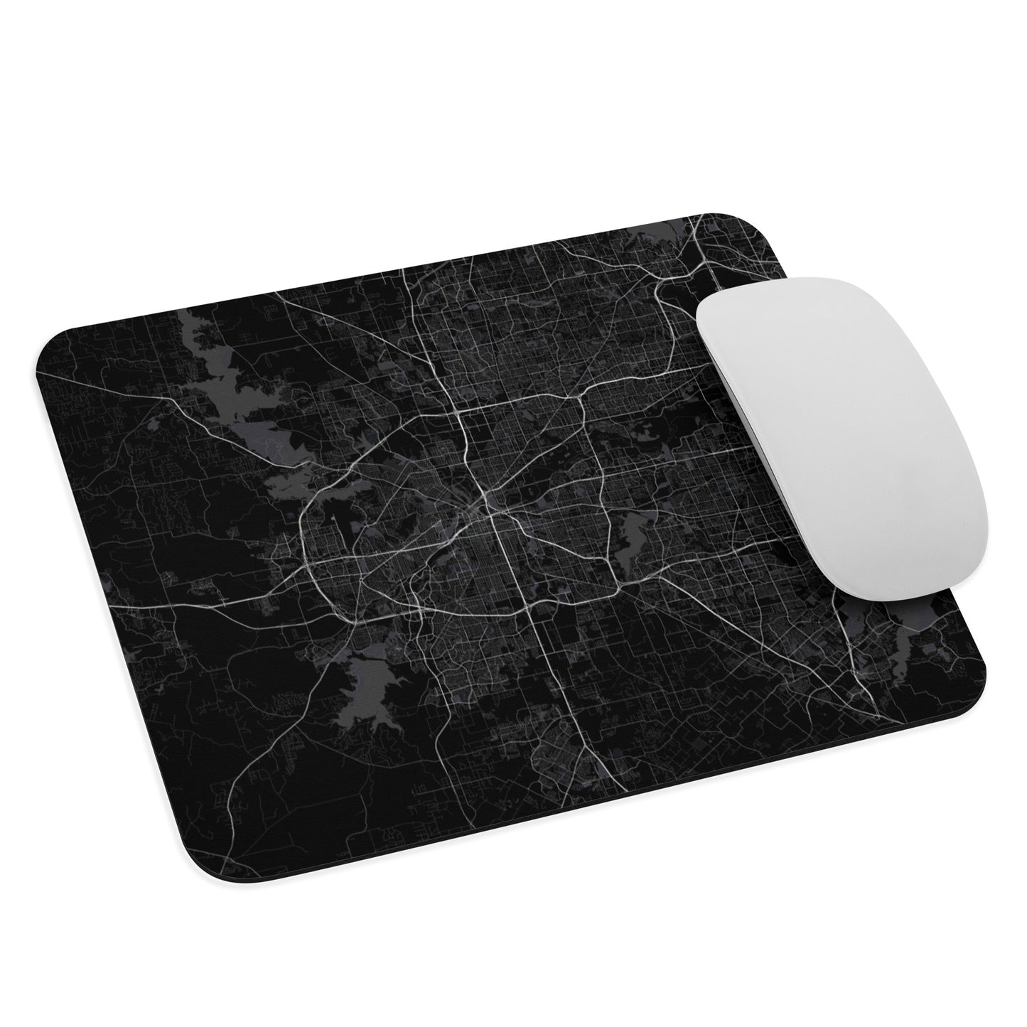 Fort Worth Black Map Mouse Pad