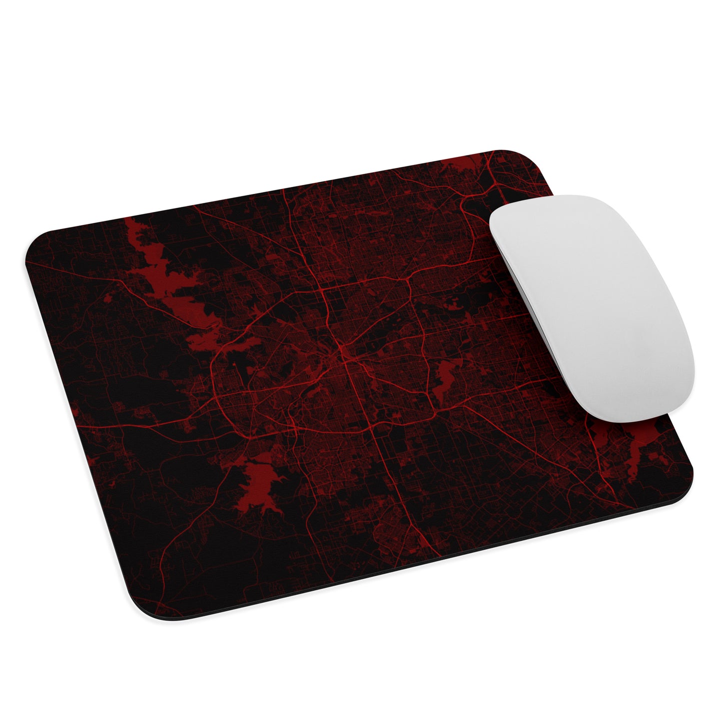 Fort Worth Black and Red Map Mouse Pad