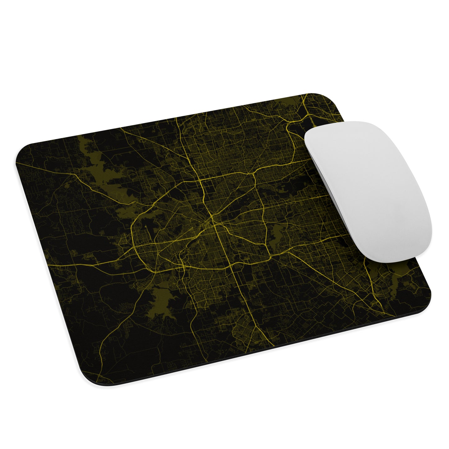 Fort Worth Black and Yellow Map Mouse Pad