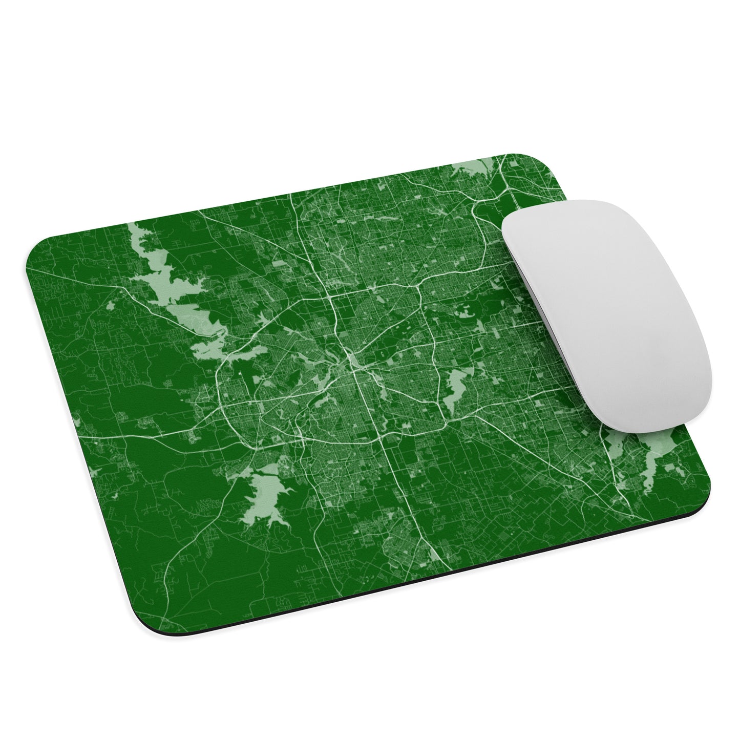 Fort Worth Green and White Map Mouse Pad