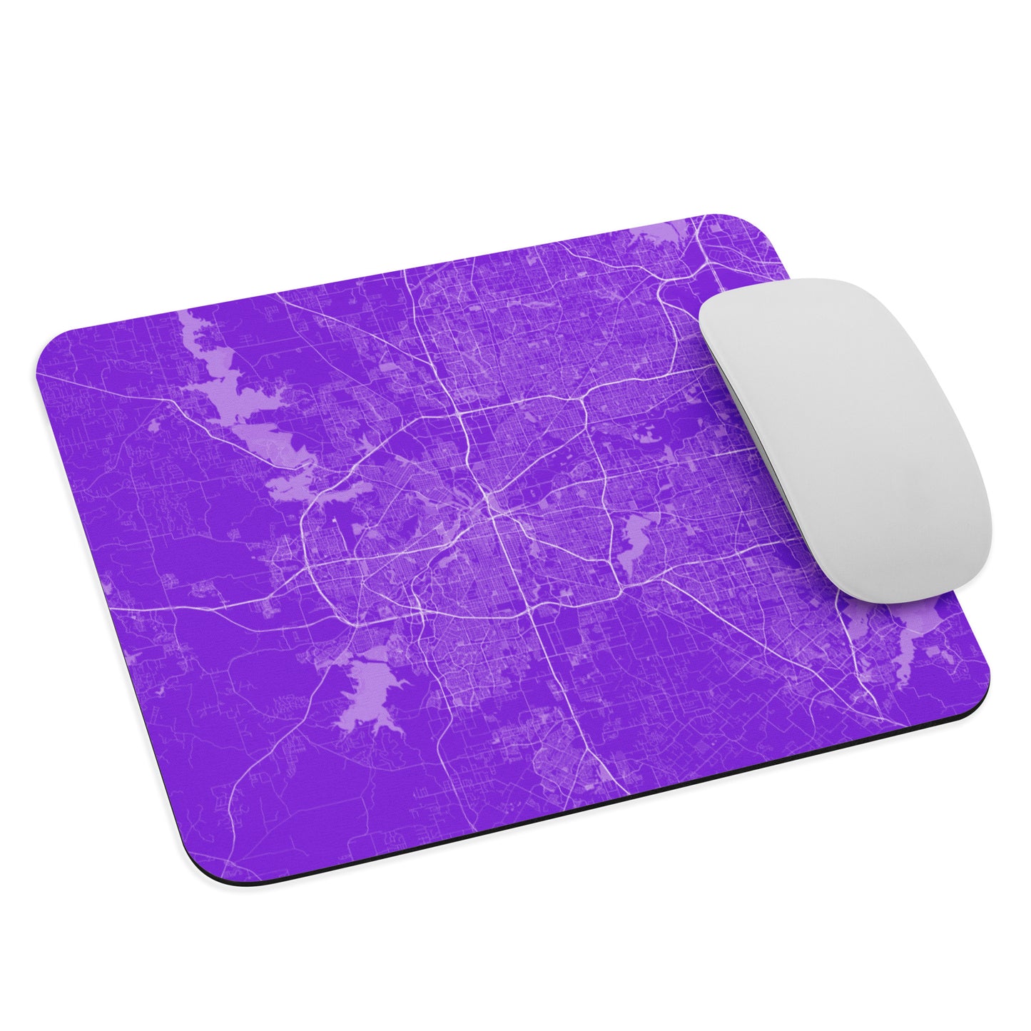 Fort Worth Purple and White Map Mouse Pad