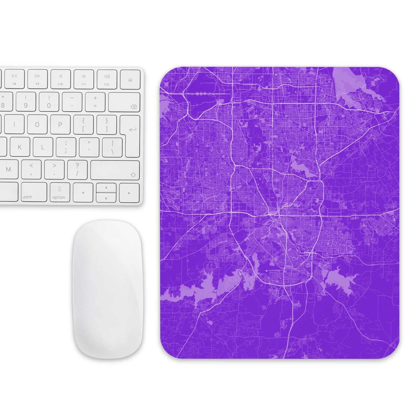 Fort Worth Purple and White Map Mouse Pad