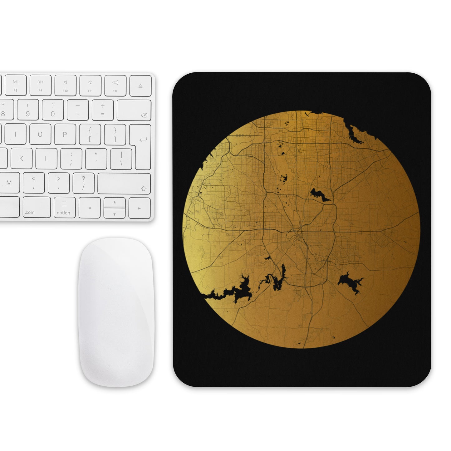 Fort Worth Gold on Black Map Mouse Pad