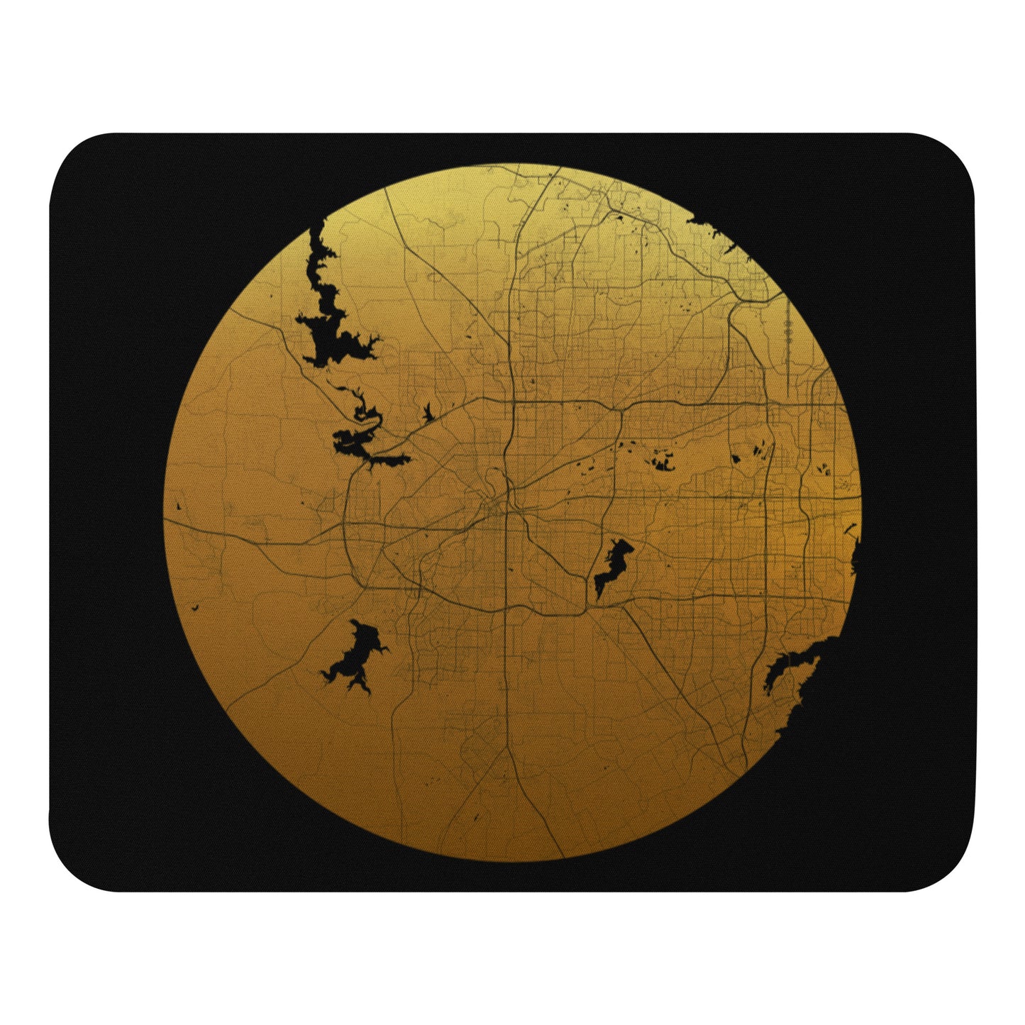 Fort Worth Gold on Black Map Mouse Pad