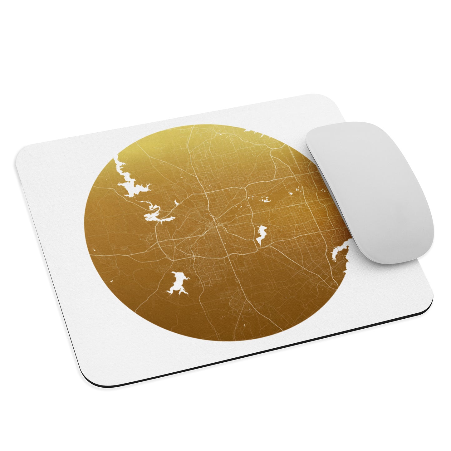 Fort Worth Gold on White Map Mouse Pad