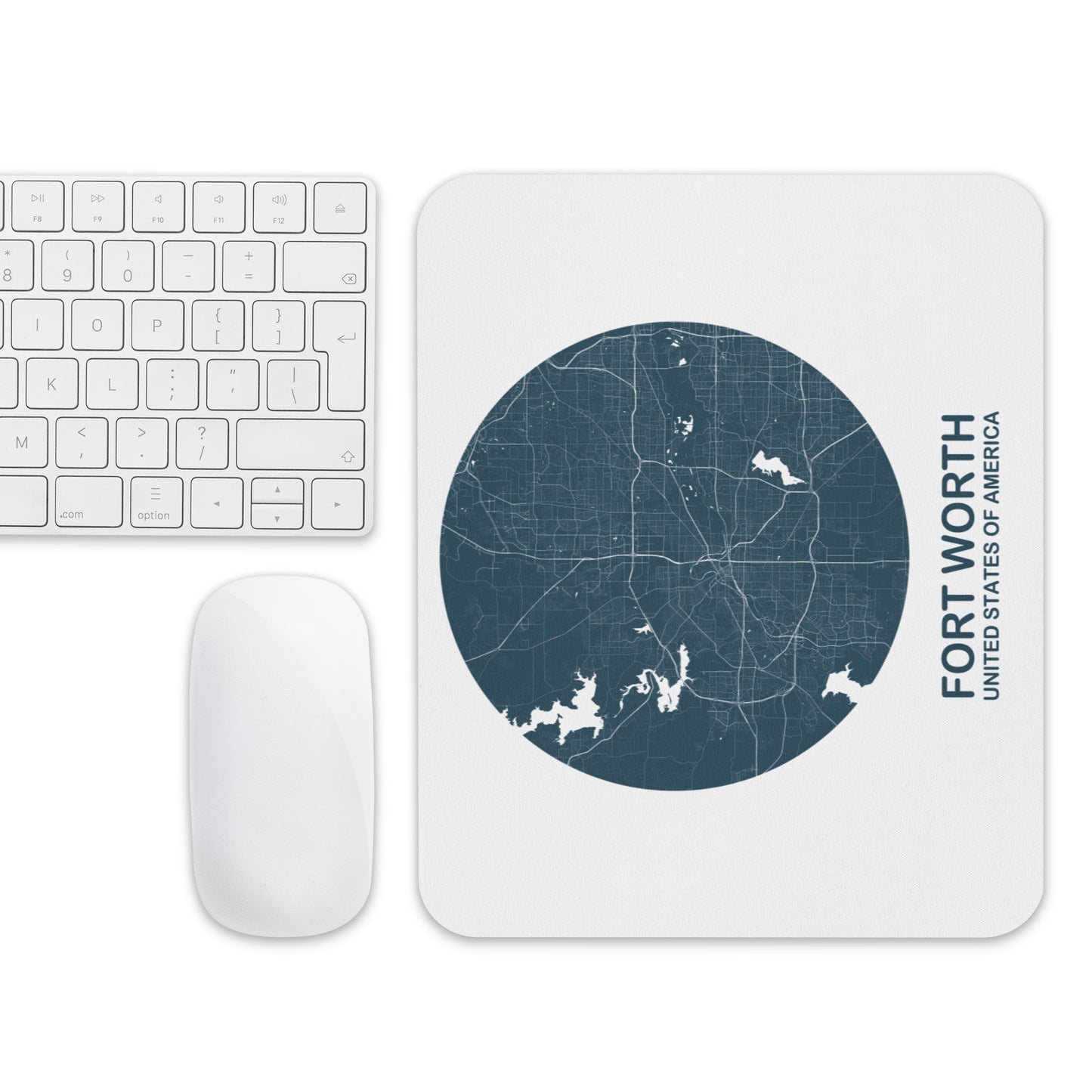 Fort Worth Circular Blue Map Mouse Pad