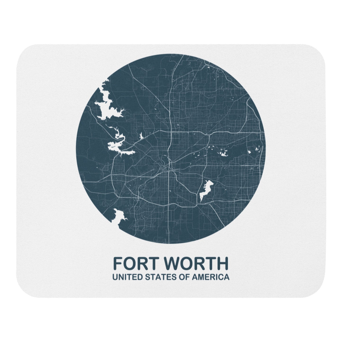 Fort Worth Circular Blue Map Mouse Pad