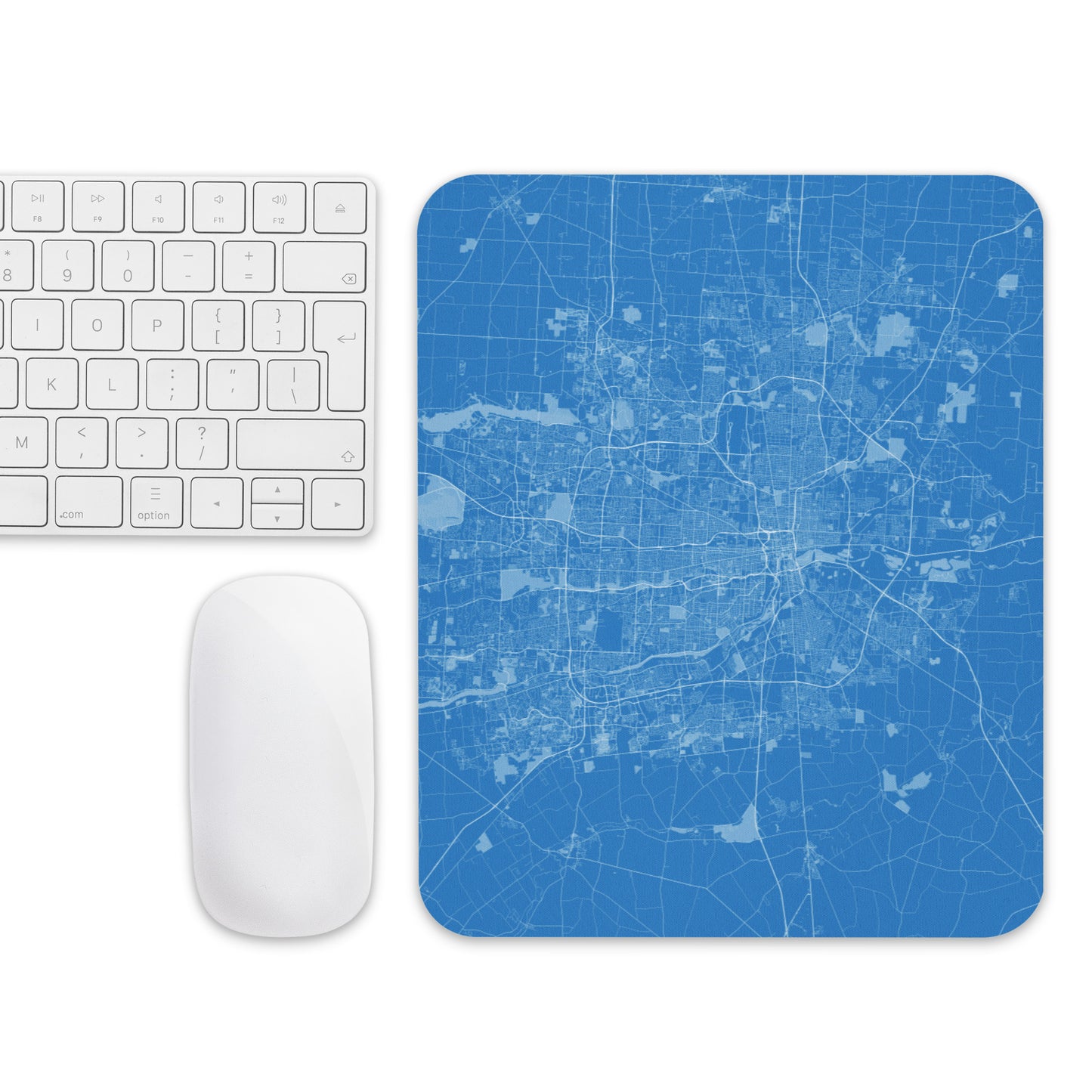 Columbus Blue and White Map Mouse Pad