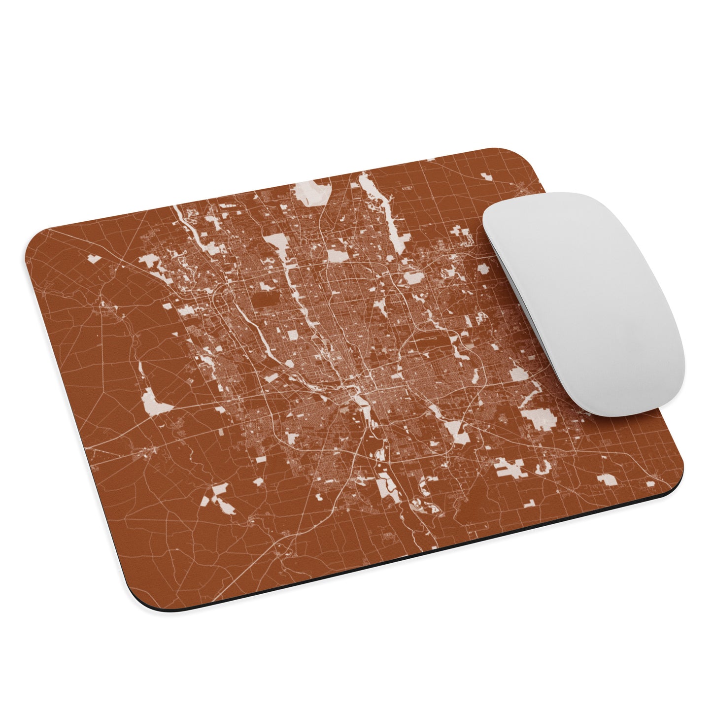 Columbus Brown and White Map Mouse Pad