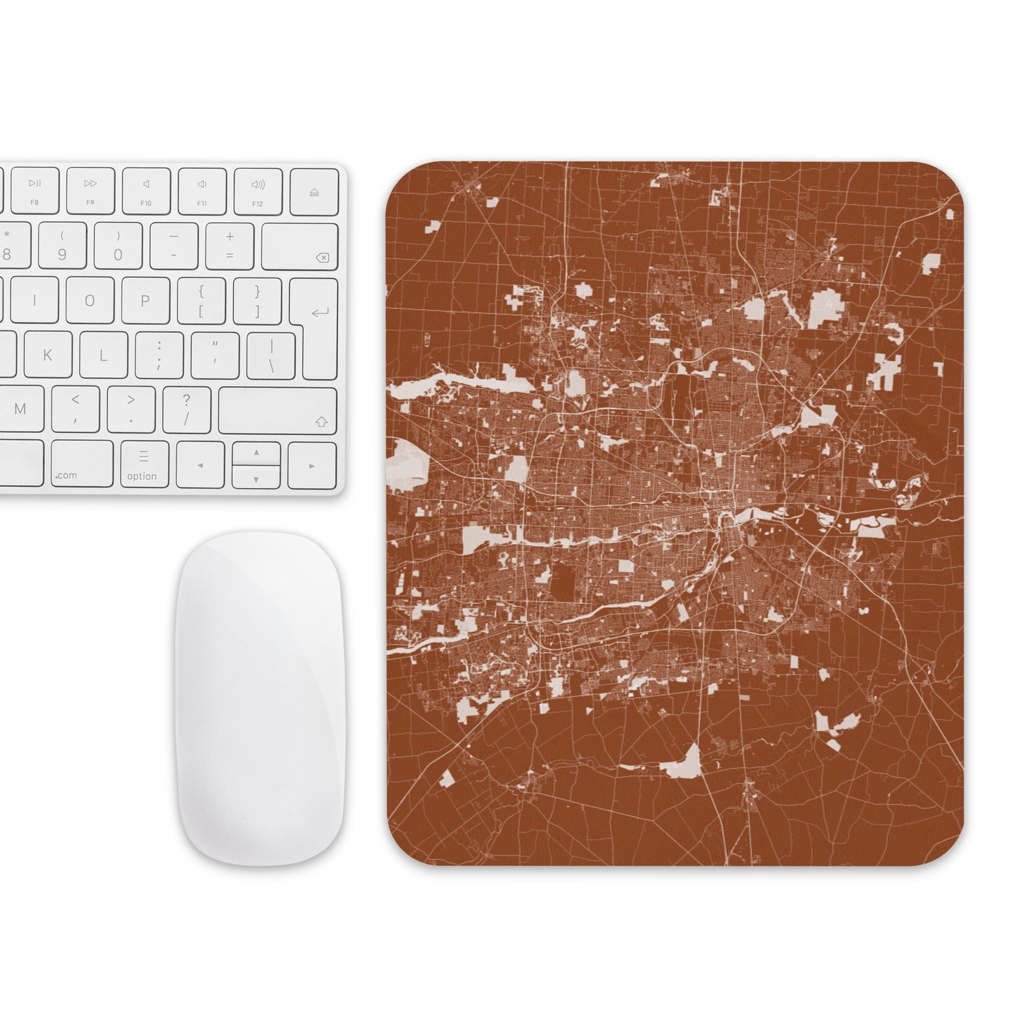 Columbus Brown and White Map Mouse Pad