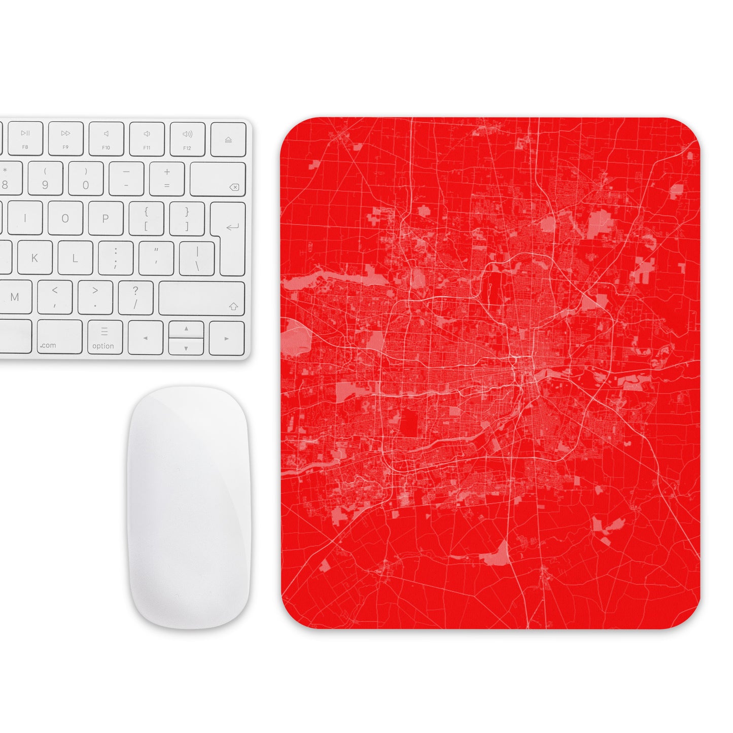 Columbus Red and White Map Mouse Pad