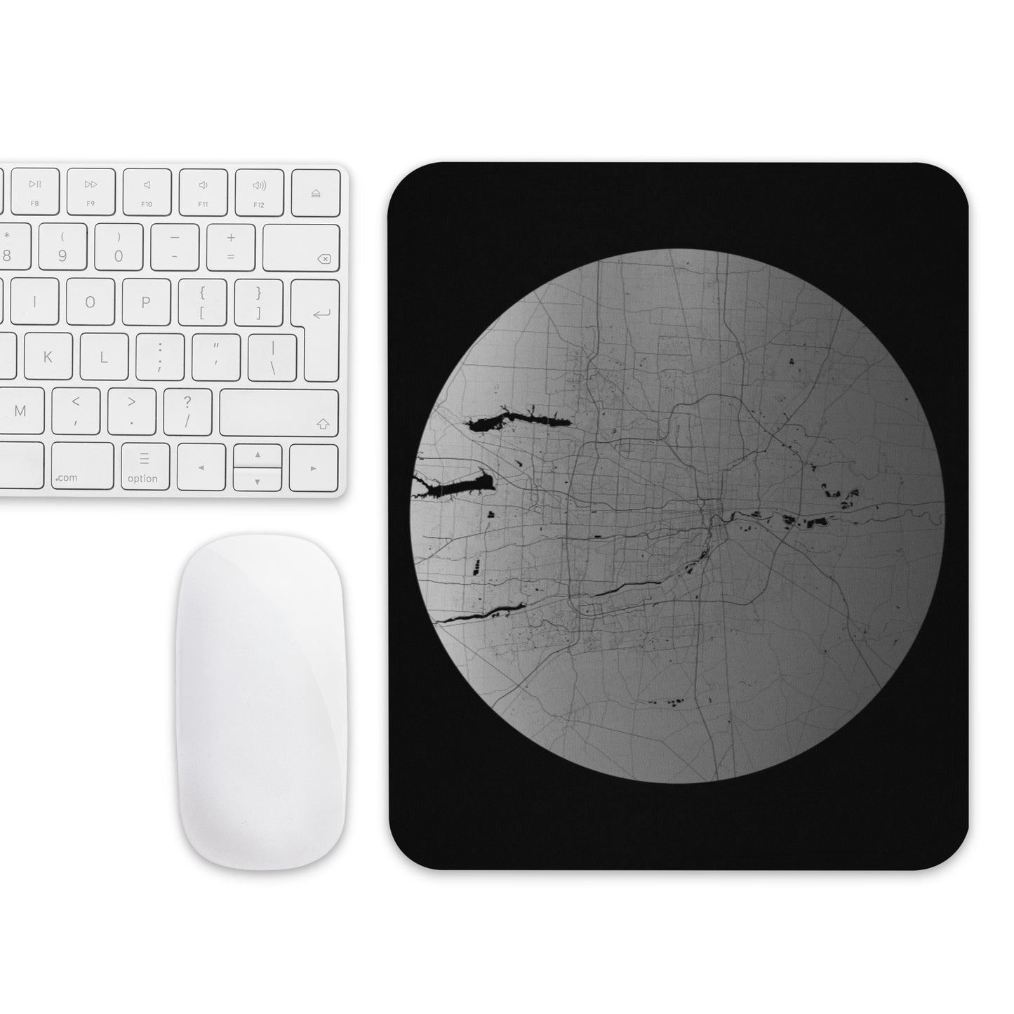 Columbus Silver on Black Map Mouse Pad