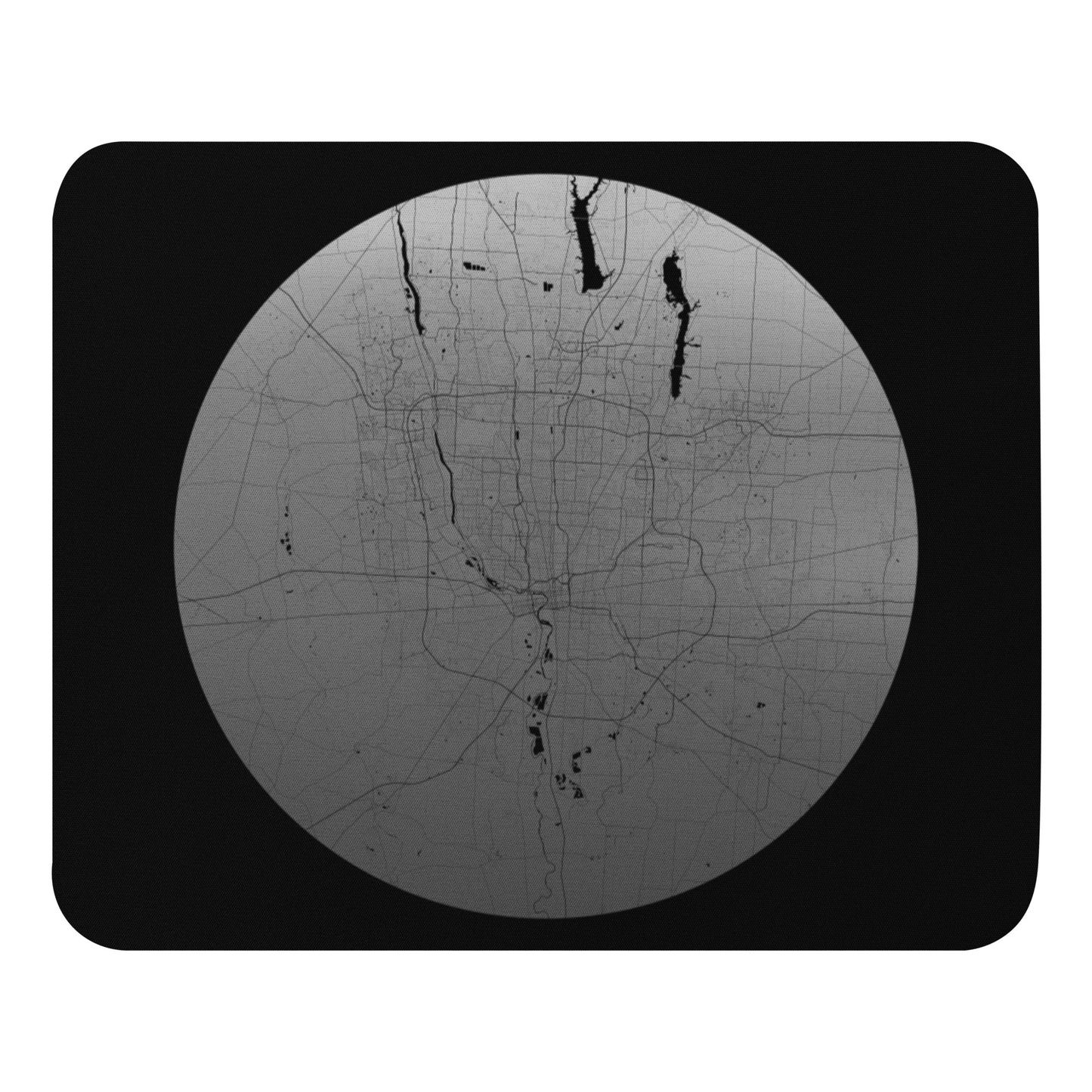 Columbus Silver on Black Map Mouse Pad