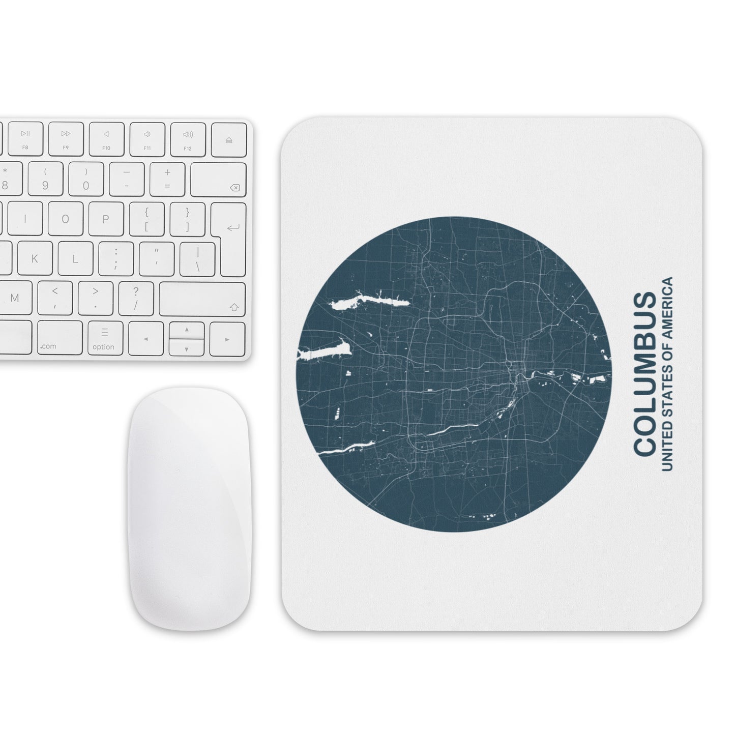 Columbus Circular Blue Map Mouse Pad