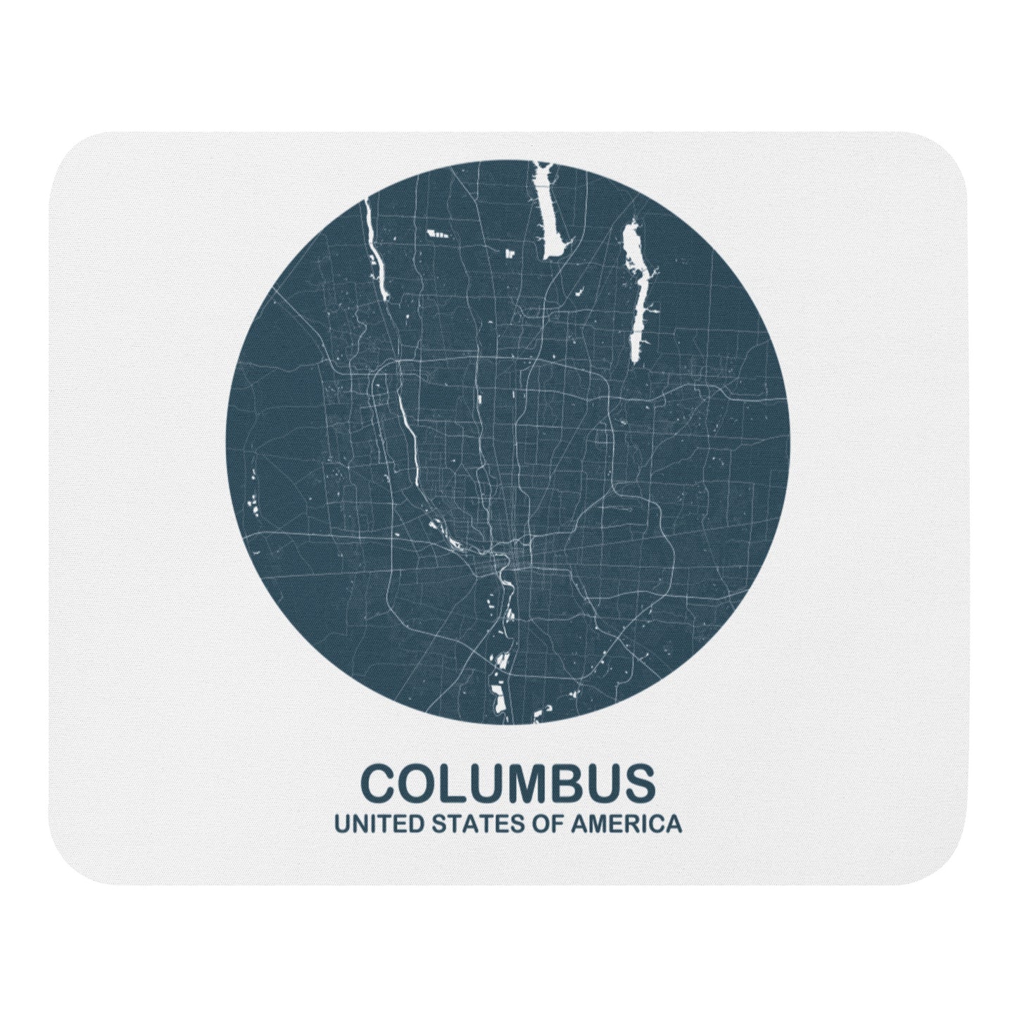 Columbus Circular Blue Map Mouse Pad