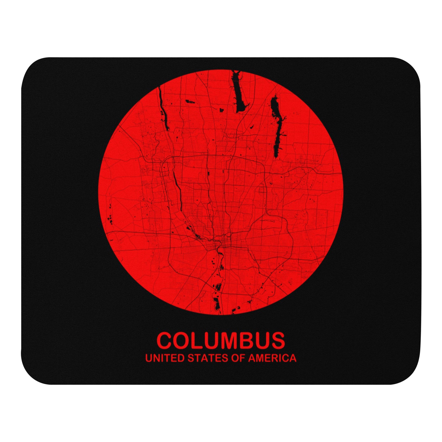 Columbus Circular Red Map Mouse Pad