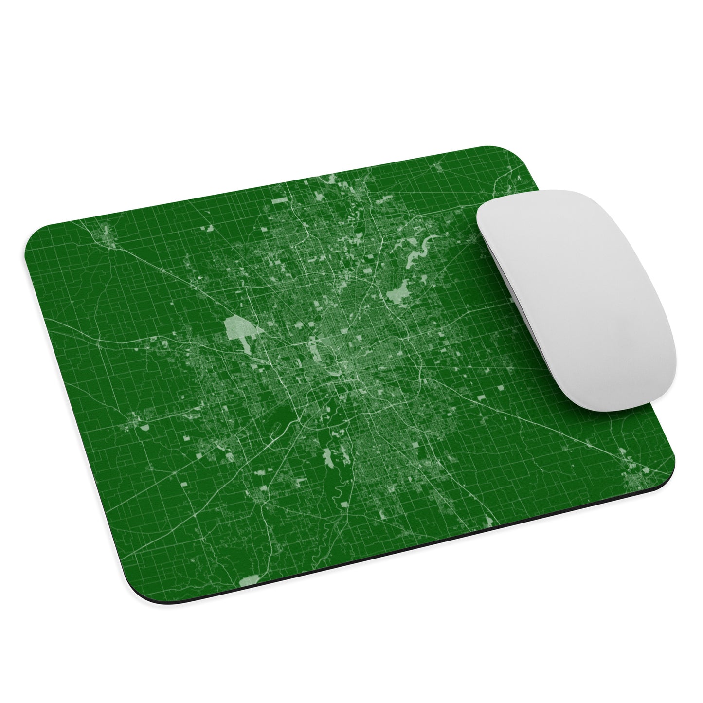 Indianapolis Green and White Map Mouse Pad