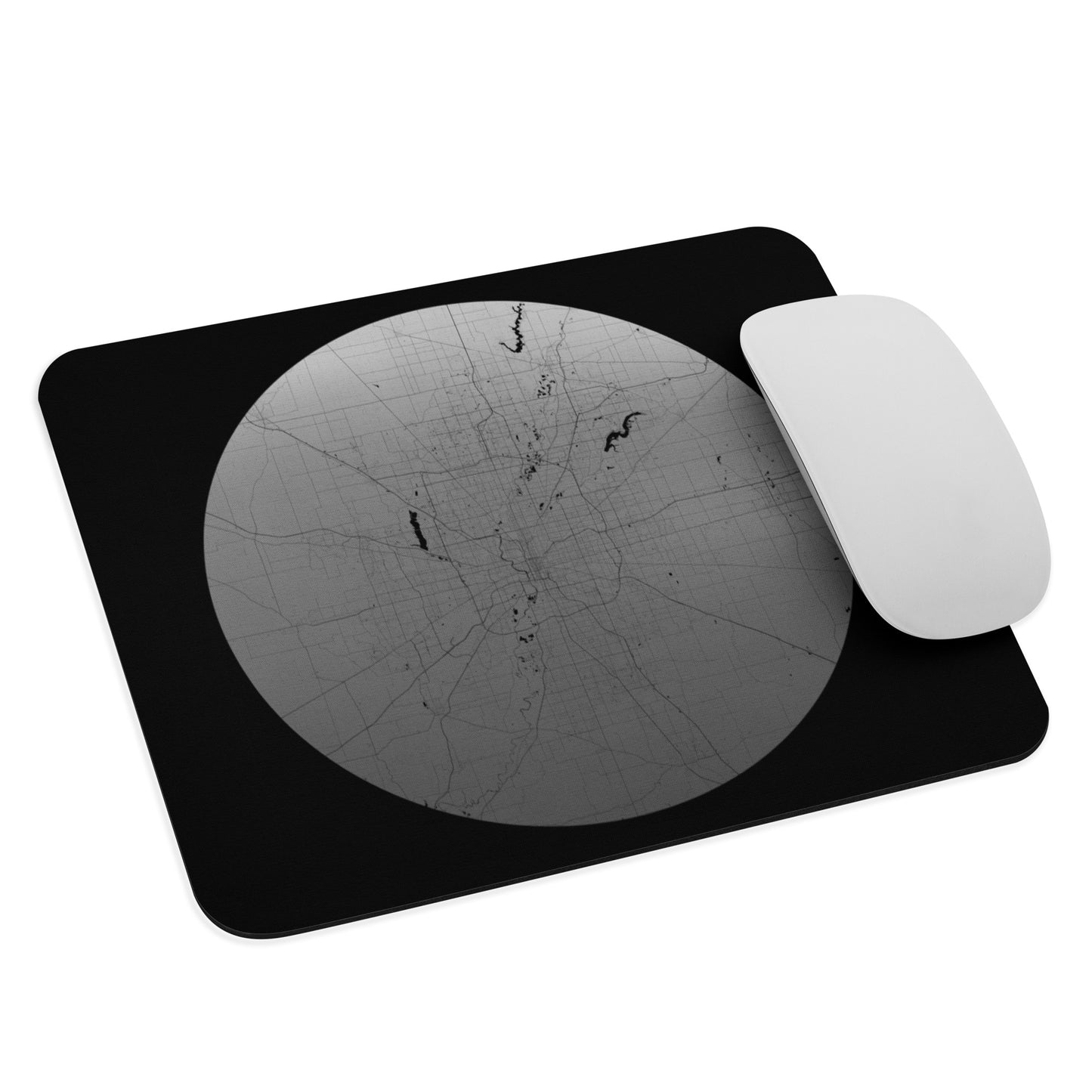 Indianapolis Silver on Black Map Mouse Pad