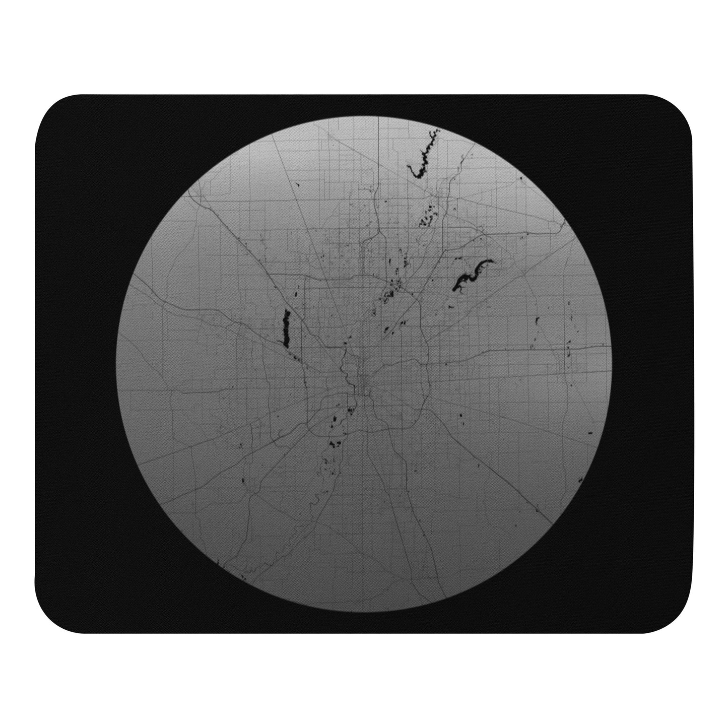 Indianapolis Silver on Black Map Mouse Pad