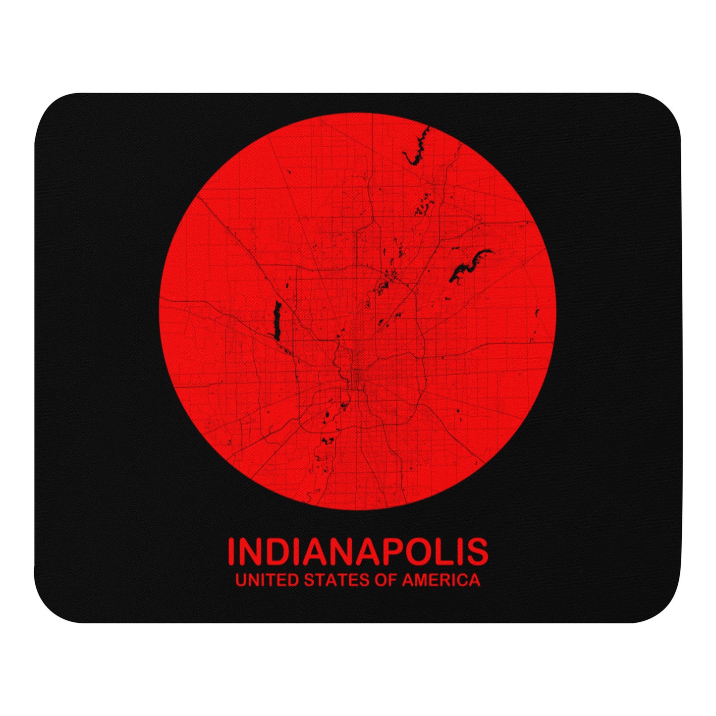 Indianapolis Circular Red Map Mouse Pad