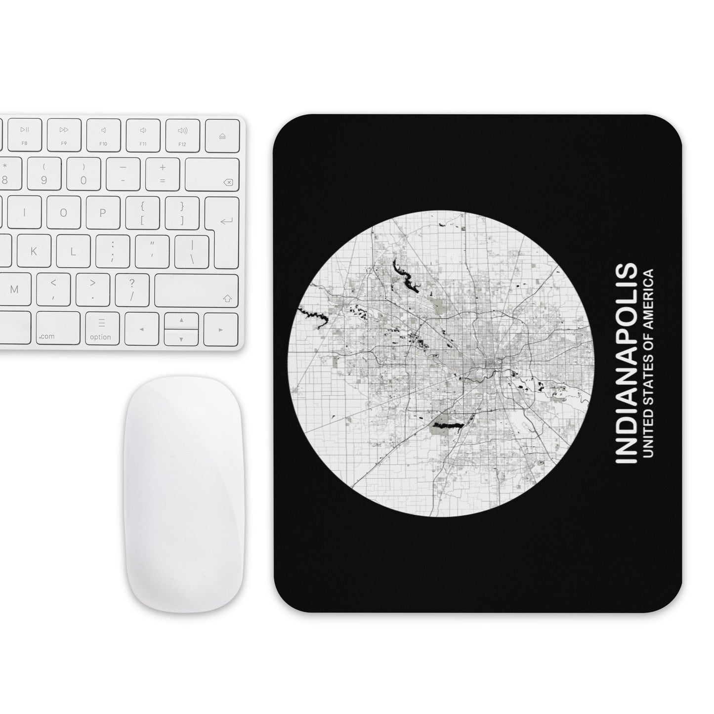 Indianapolis Circular White Map Mouse Pad