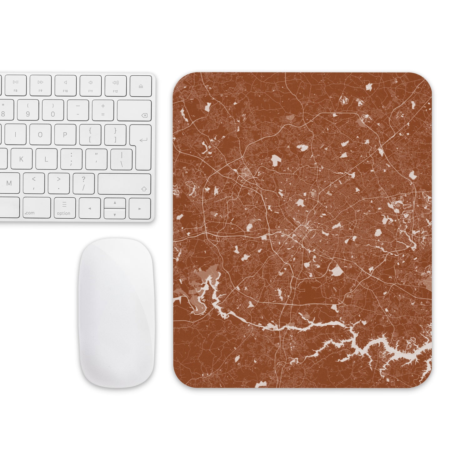 Charlotte Brown and White Map Mouse Pad