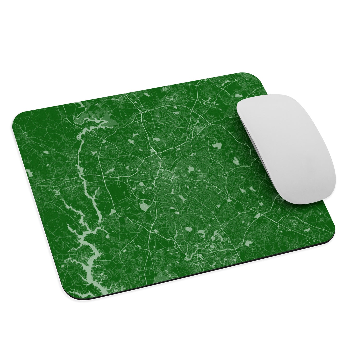 Charlotte Green and White Map Mouse Pad