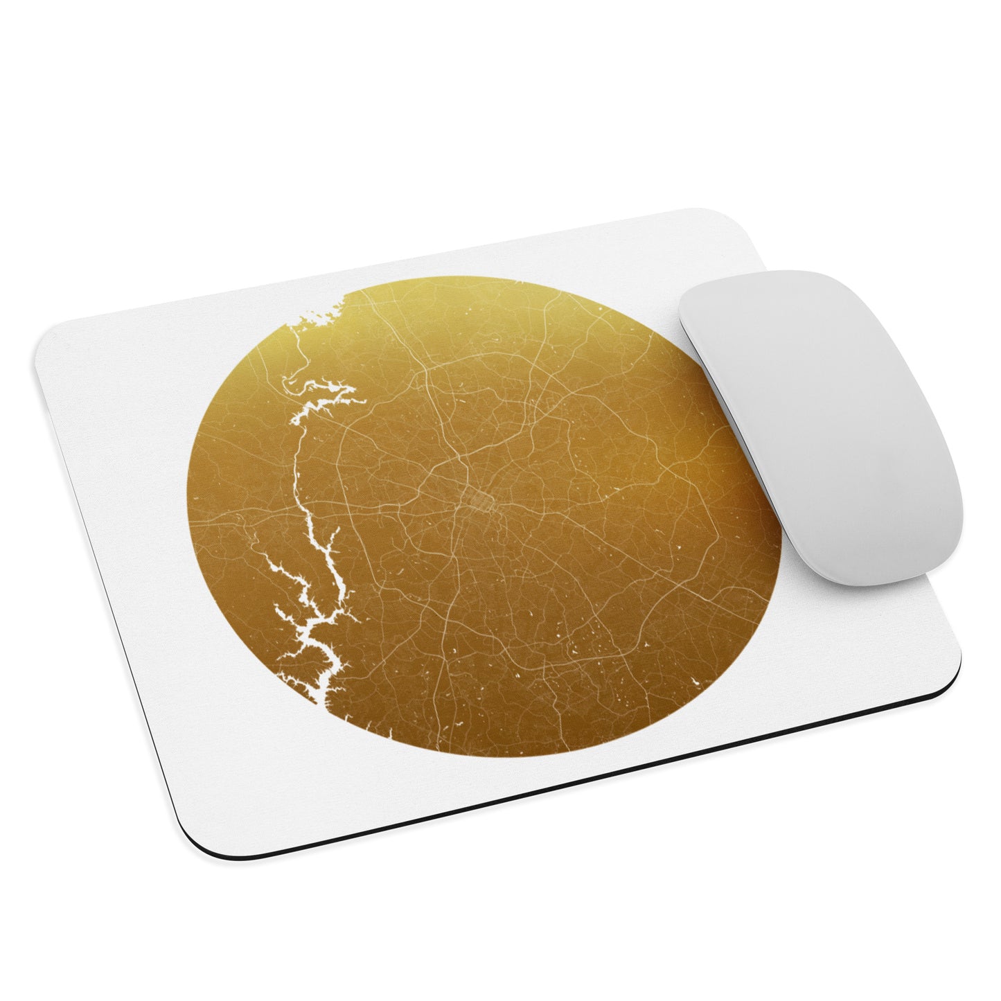 Charlotte Gold on White Map Mouse Pad