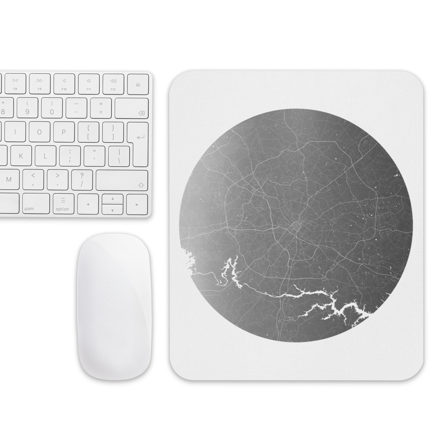 Charlotte Silver on White Map Mouse Pad