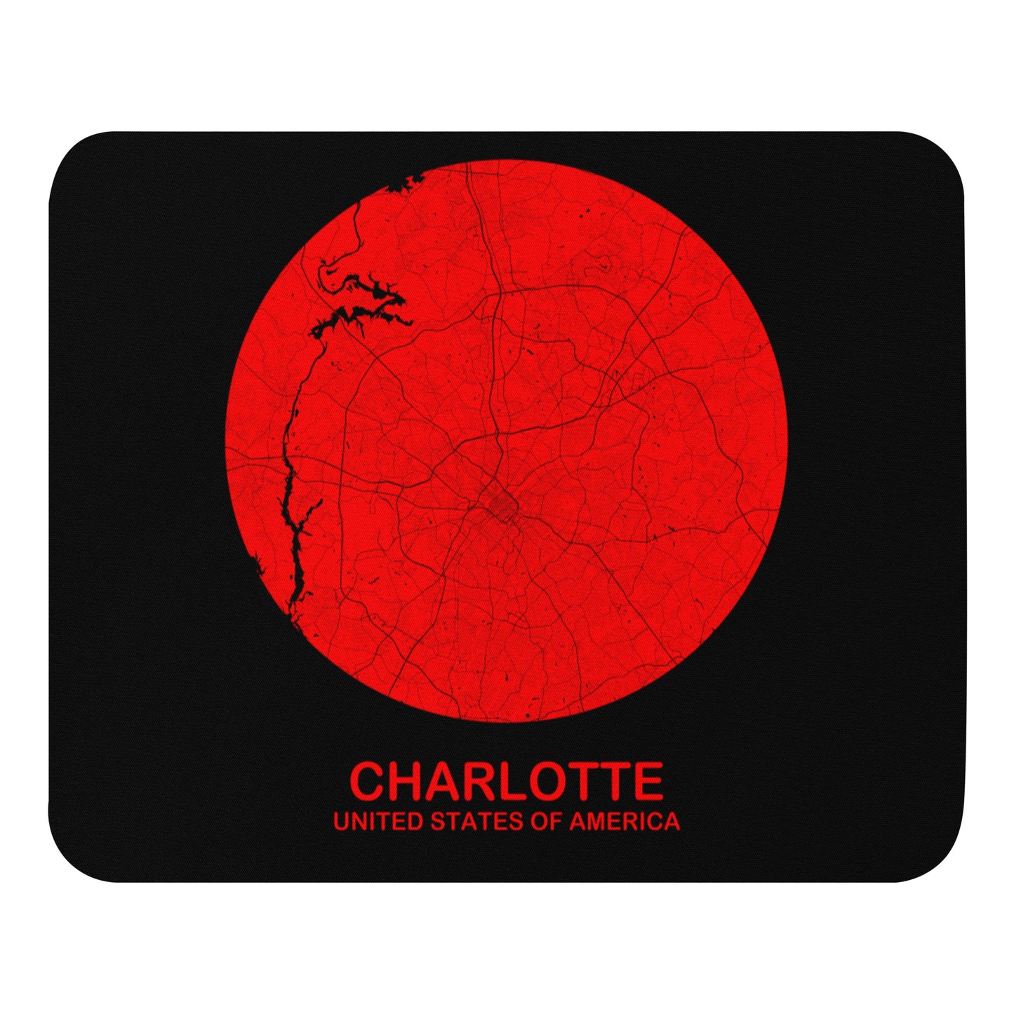 Charlotte Circular Red Map Mouse Pad