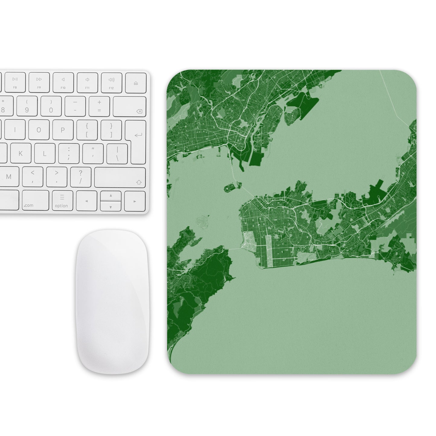 San Francisco Green and White Map Mouse Pad