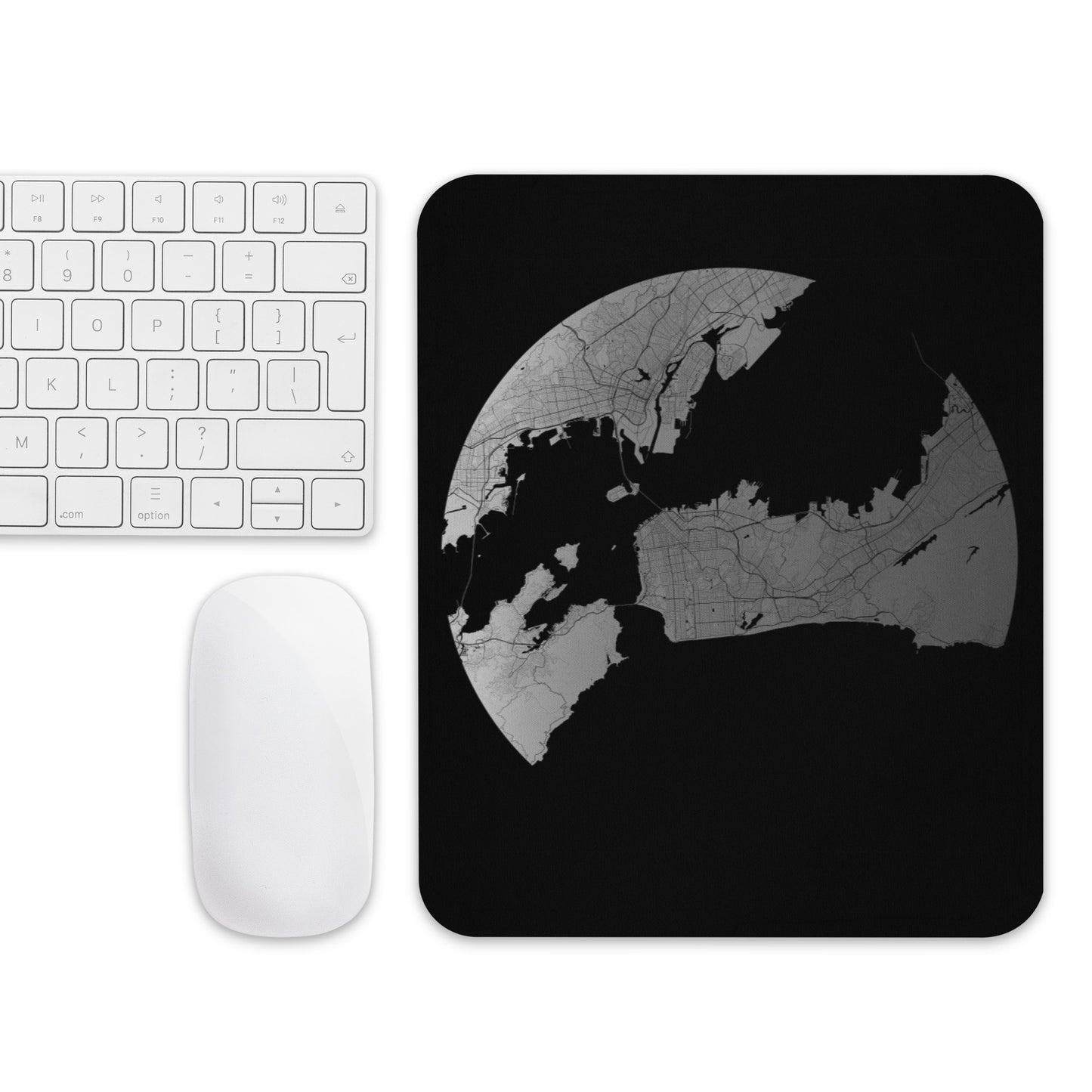 San Francisco Silver on Black Map Mouse Pad