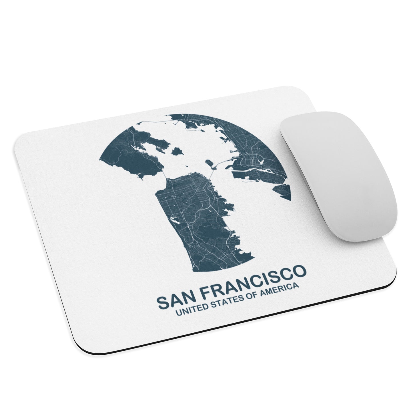 San Francisco Circular Blue Map Mouse Pad