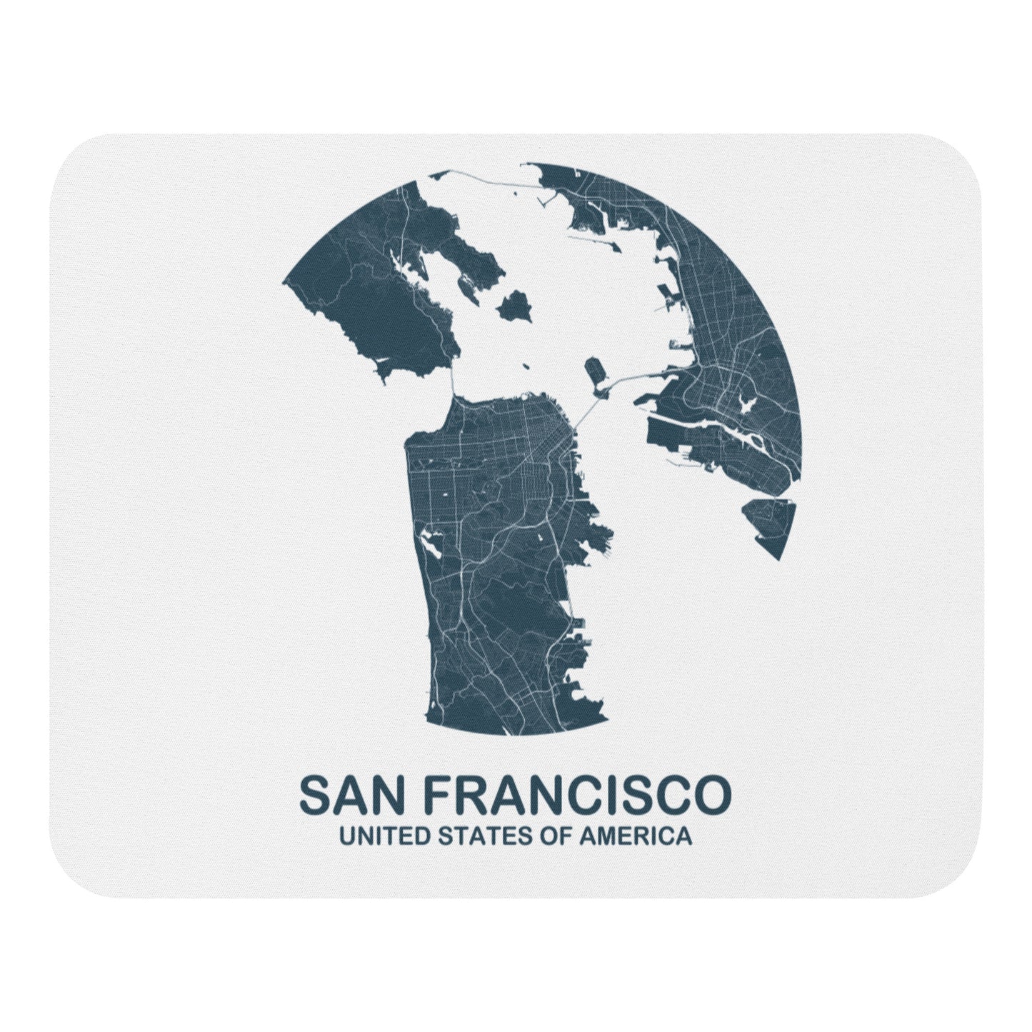 San Francisco Circular Blue Map Mouse Pad