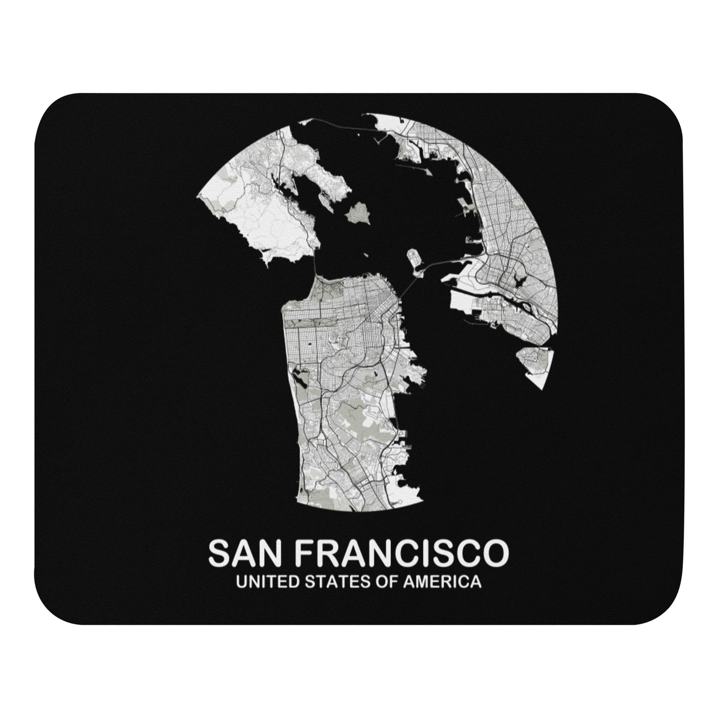 San Francisco Circular White Map Mouse Pad