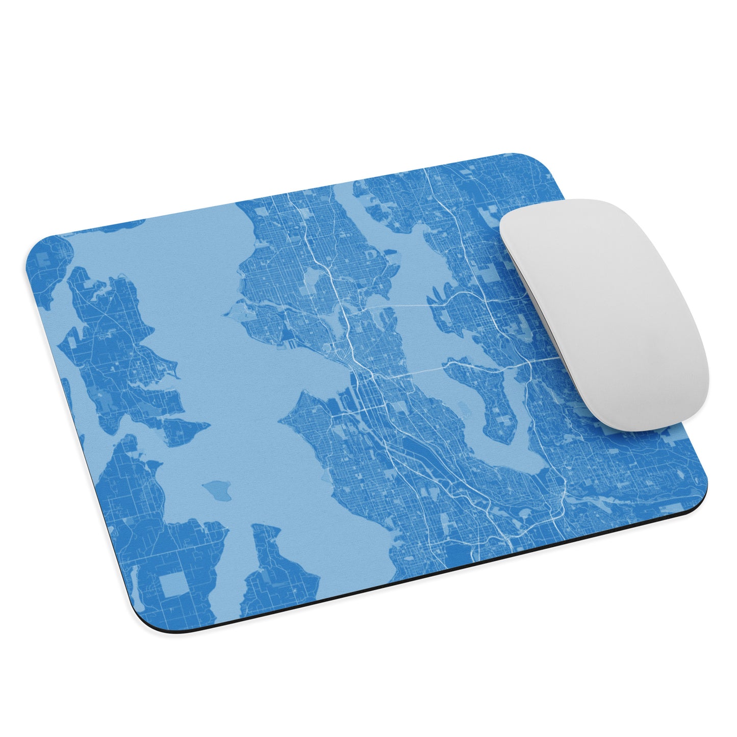 Seattle Blue and White Map Mouse Pad