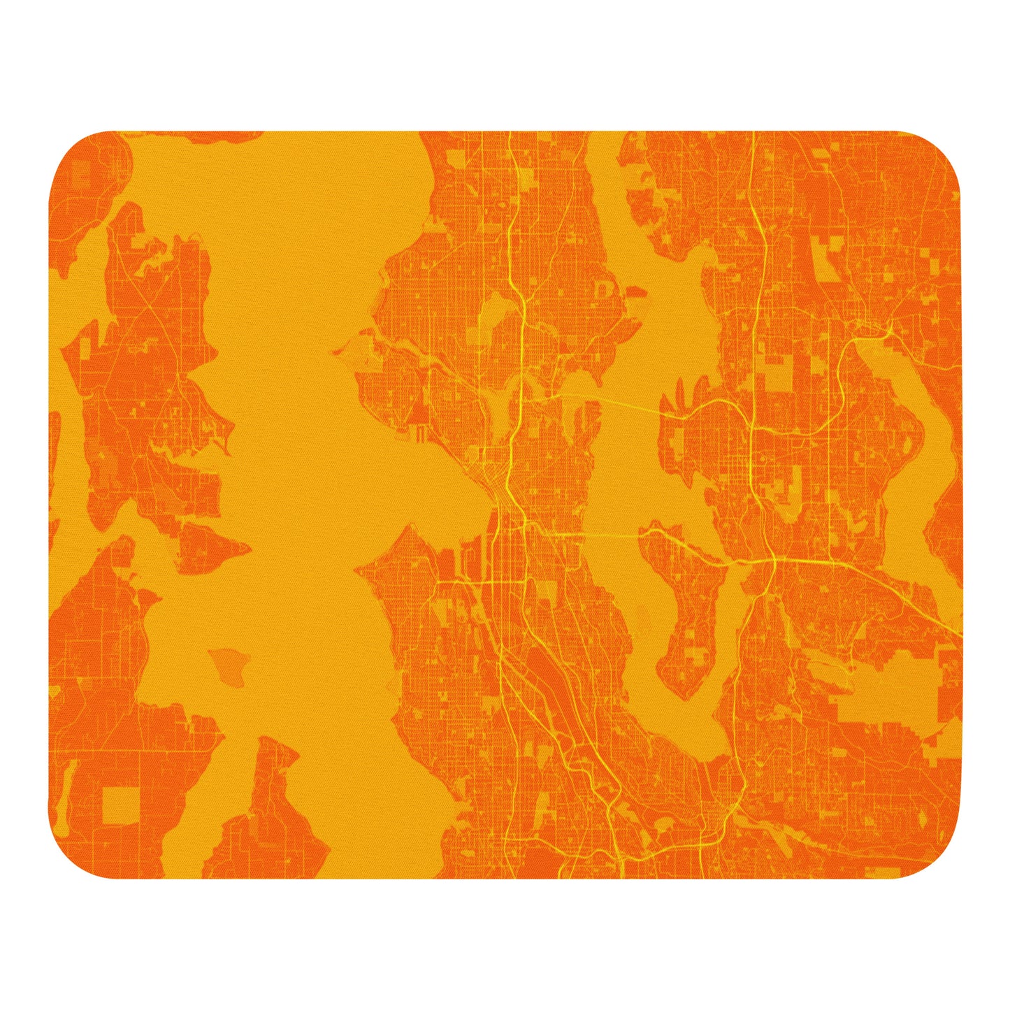 Seattle Orange and Yellow Map Mouse Pad