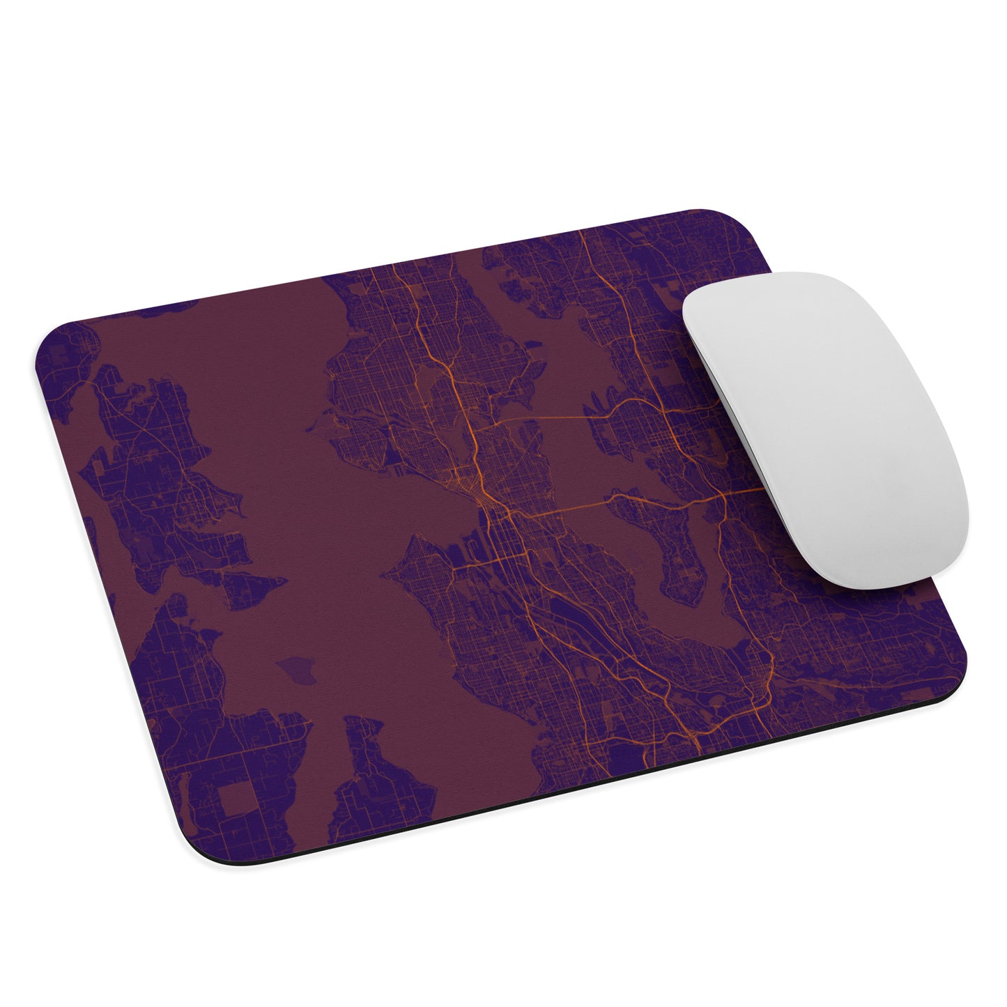 Seattle Purple and Orange Map Mouse Pad