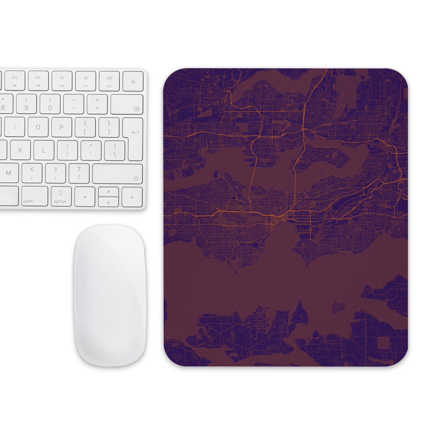 Seattle Purple and Orange Map Mouse Pad