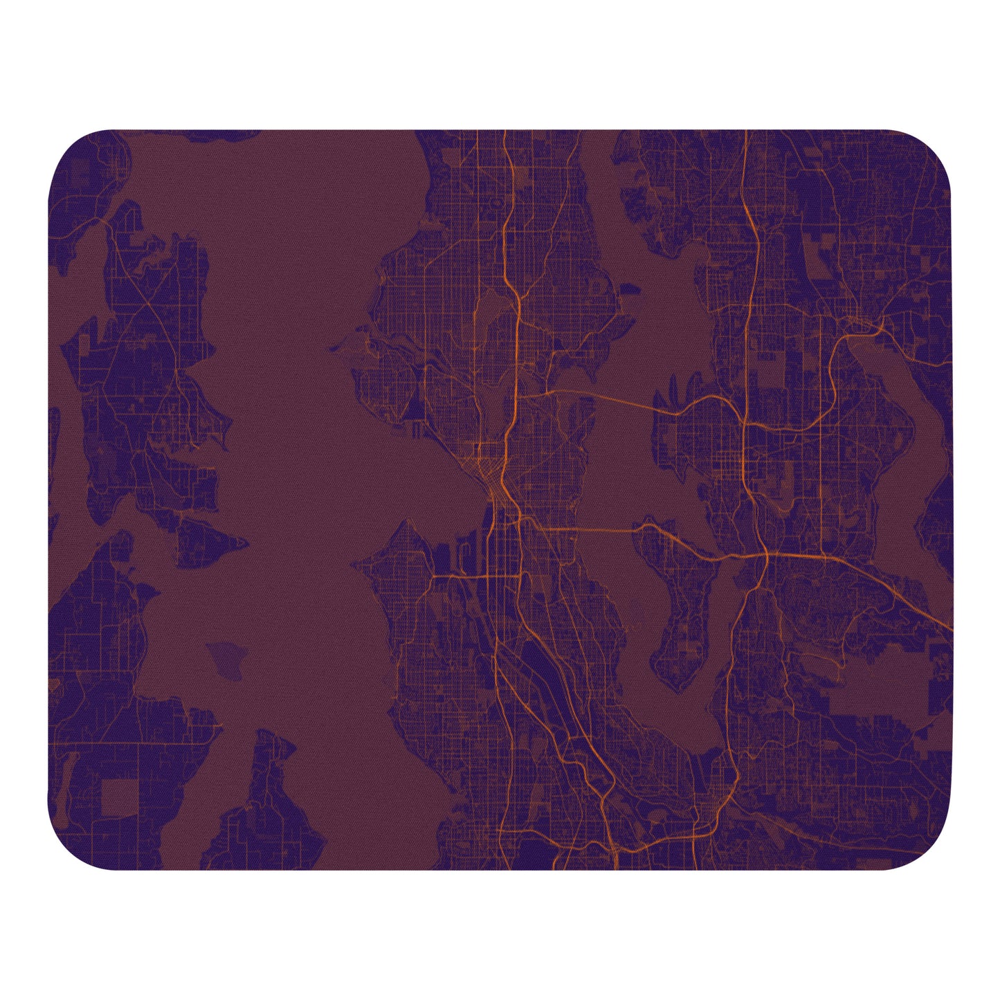 Seattle Purple and Orange Map Mouse Pad