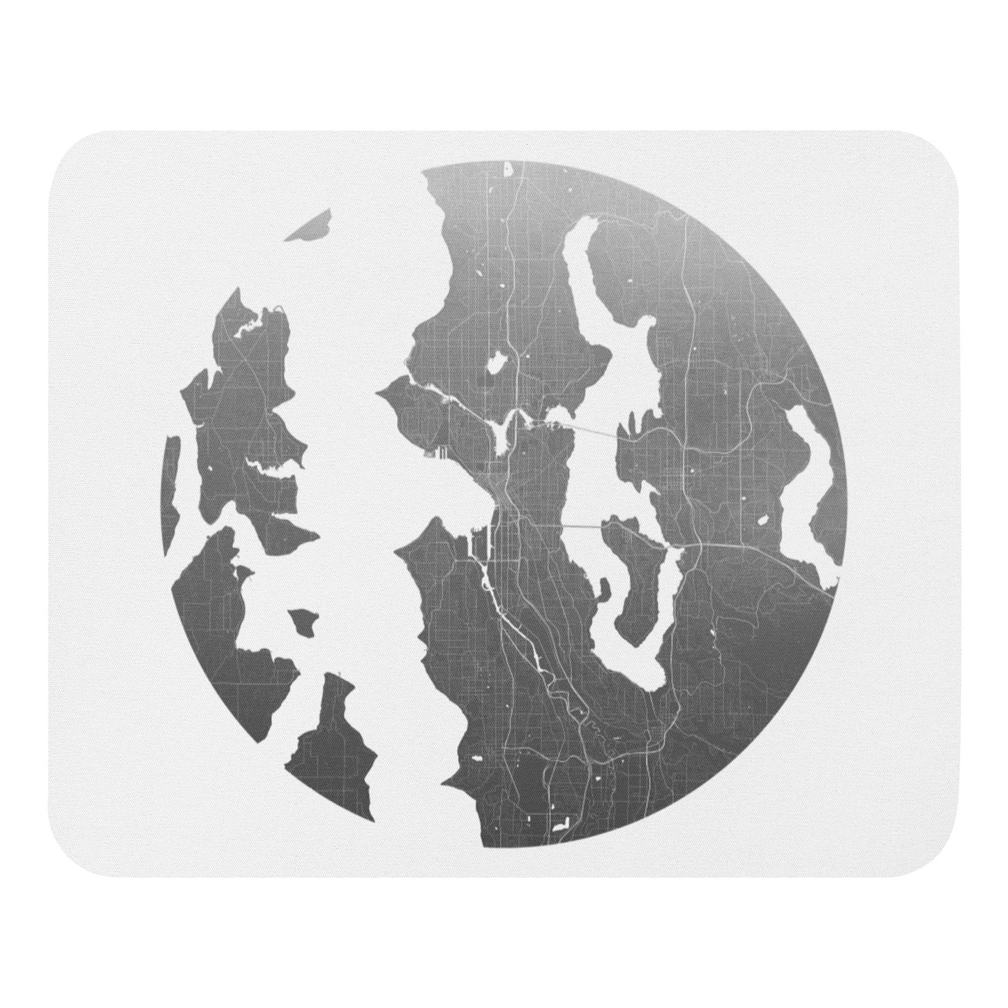 Seattle Silver on White Map Mouse Pad