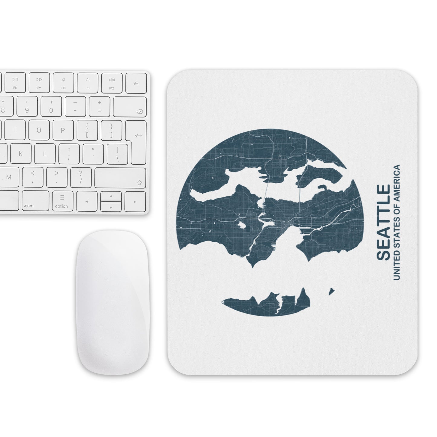 Seattle Circular Blue Map Mouse Pad