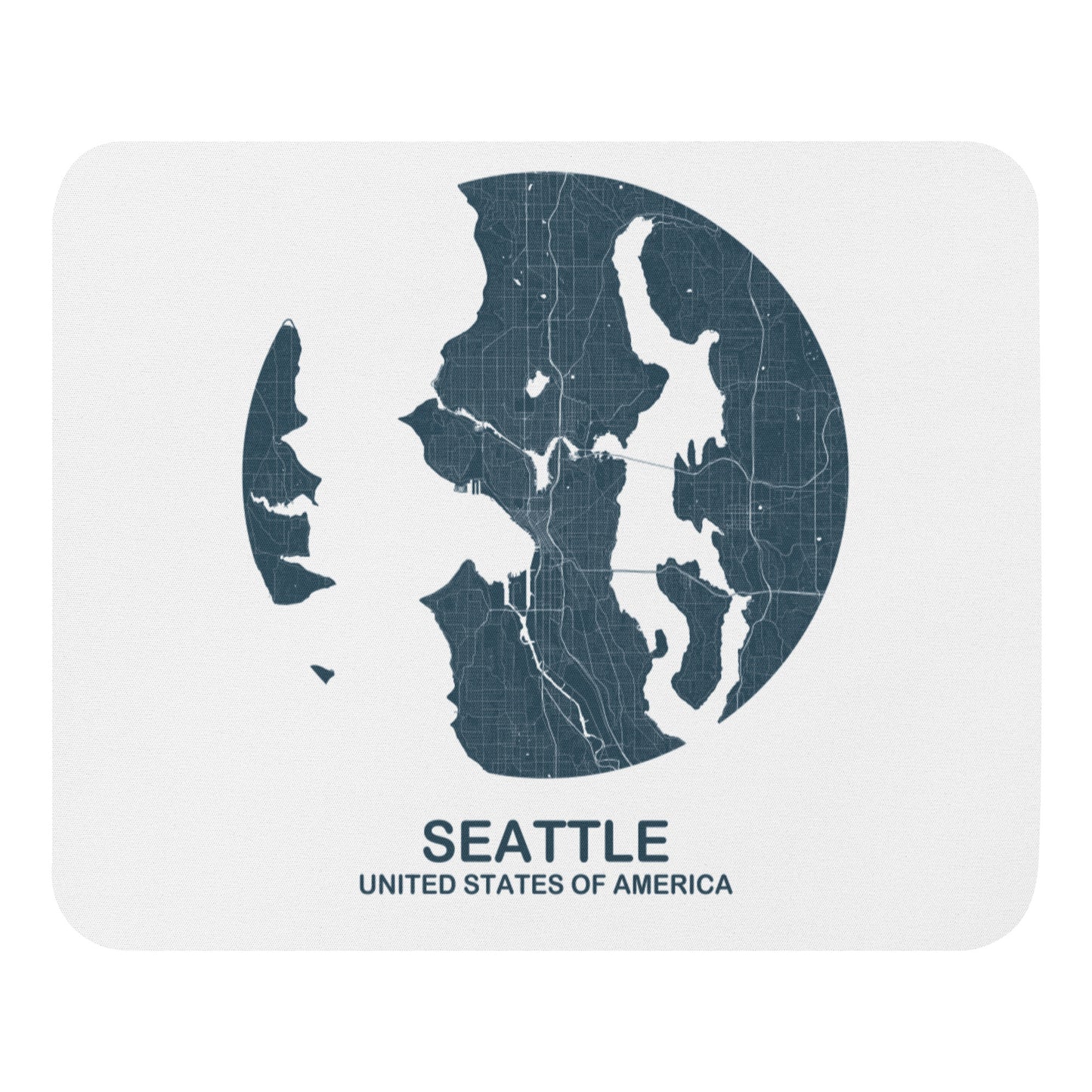 Seattle Circular Blue Map Mouse Pad