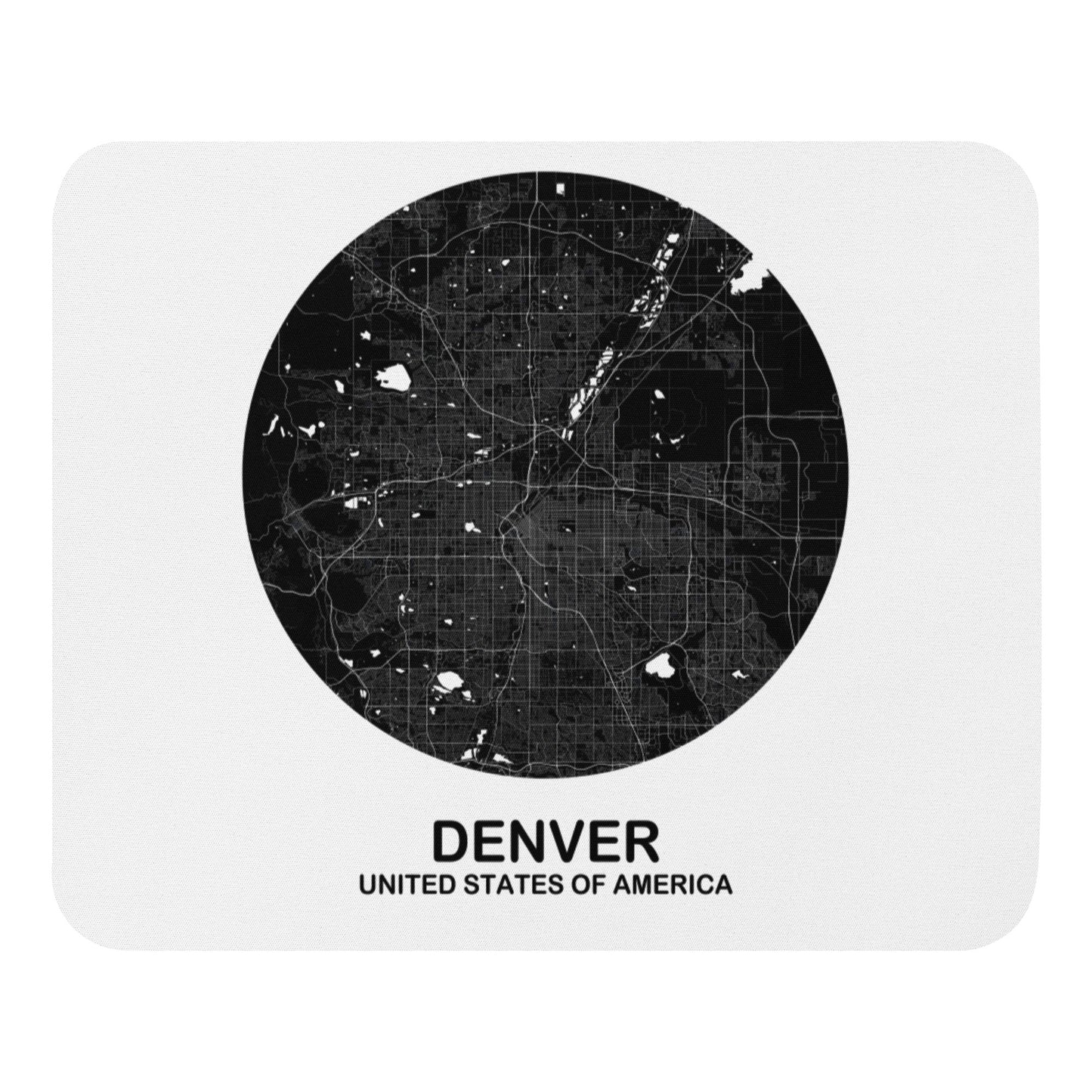 Denver Circular Black Map Mouse Pad