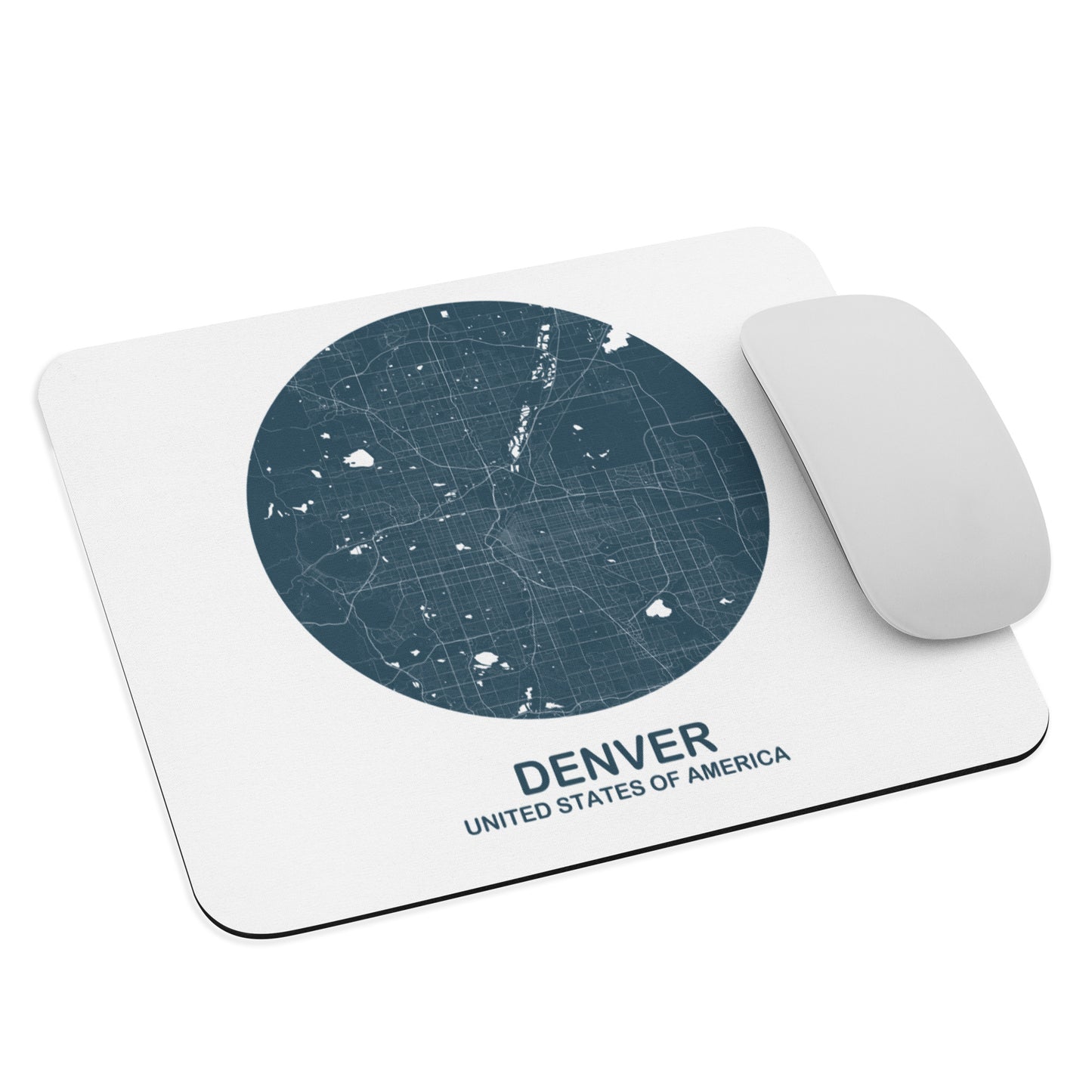 Denver Circular Blue Map Mouse Pad