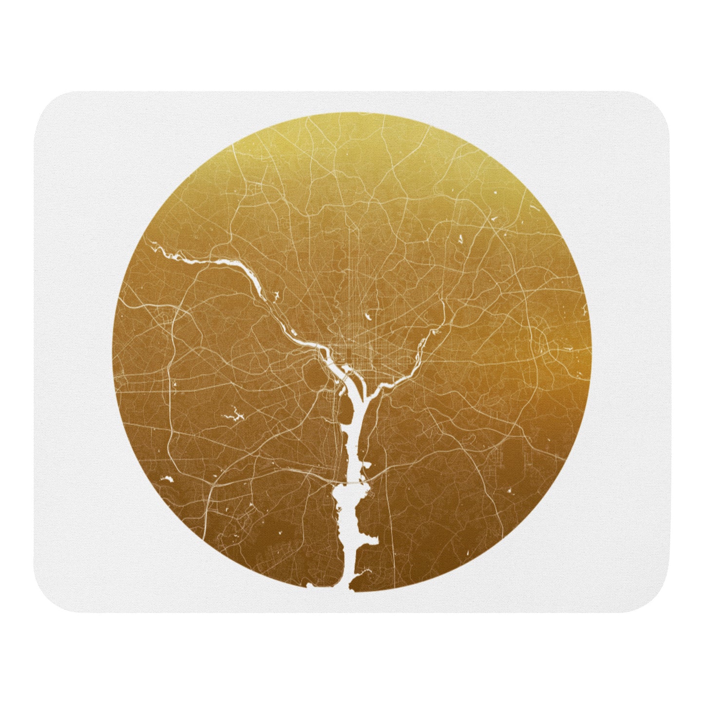 Washington, D.C. Gold on White Map Mouse Pad